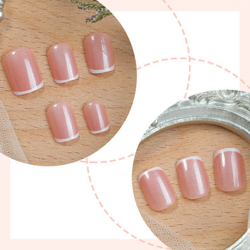 Pink & White - Press On Nail Set Of 24 - Free Nail Kit Included
