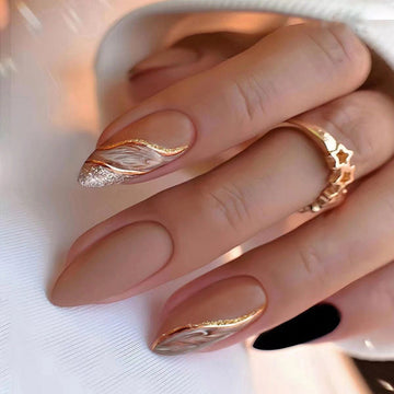 Fancy Foiled - Press On Nail Set Of 24 - Free 24 Pcs Sticker Sheet Included