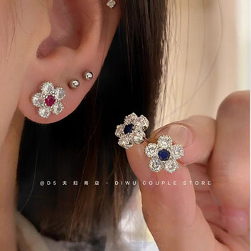 Flash Blue Flower Silver - Earring