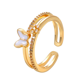 White Butterfly Gold - Ring