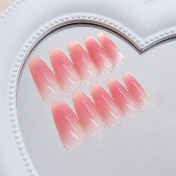 Pink Long - Press On Nail Set Of 24 - Free 24 Pcs Sticker Sheet Included