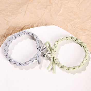 Grey & Green Elastic Magnetic - Bracelet Set