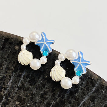 Pearly Shell & Star Fish - Earring Style 1