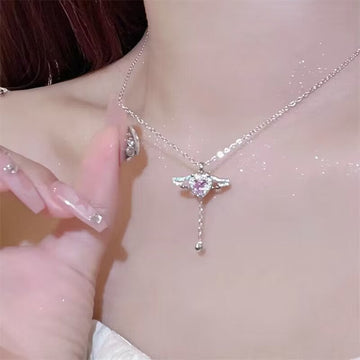 Pink Diamond Heart Silver - Necklace
