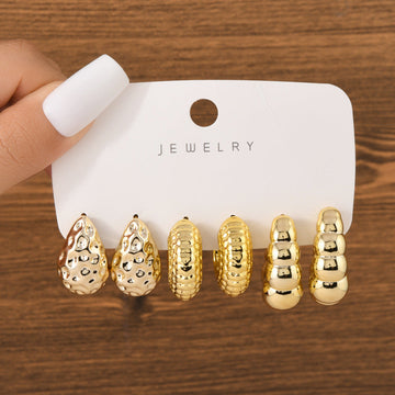Gold Foil Series Hoop - Earrings Set Style 10