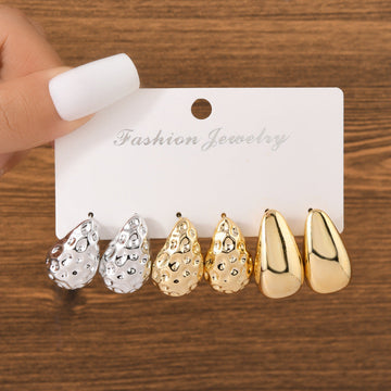 Gold & Silver Foil Series Hoop - Earrings Set Style 2