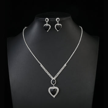 Black Heart Diamonds Silver - Jewelry Set