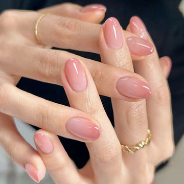 Rose Pink - Print Press On Nail Set Of 24 - Free 24 Pcs Sticker Sheet Included