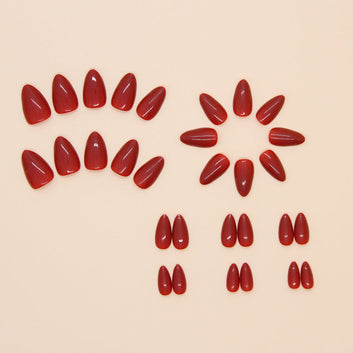 Scarlet Red - Press On Nail Set Of 24 - Free 24 Pcs Sticker Sheet Included