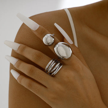 Luxury Silver - Ring Set Of 3 - Style 1