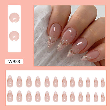 Fancy Pink - Press On Nail Set Of 24 - Free 24 Pcs Sticker Sheet Included