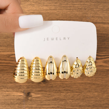 Gold Foil Series Hoop - Earrings Set Style 8