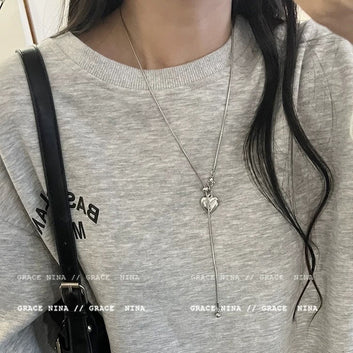 Classy Silver Heart - Necklace