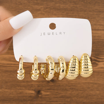Gold Foil Series Hoop - Earrings Set Style 6