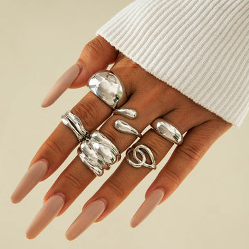 Premium Silver Foiled - Ring Set Of 6