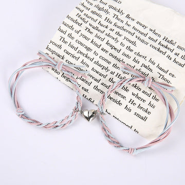 Pink & Blue Mix Magnetic Heart - Bracelet Set