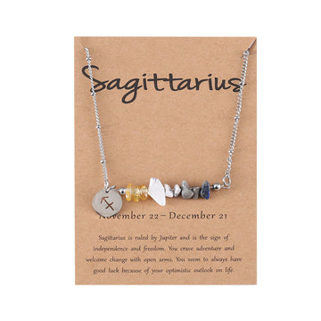Zodiac Sign Natural Stone Sagittarius Silver - Necklace