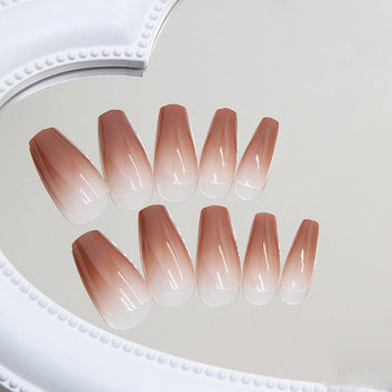 Leather Brown Color - Press On Nail Set Of 24 - Free 24 Pcs Sticker Sheet Included