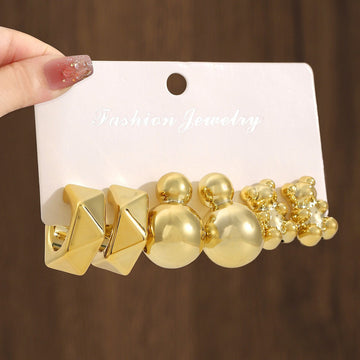Gold Foil Series Hoop - Earrings Set Style 19