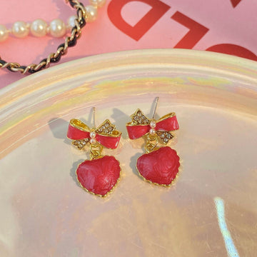 Red Bow Heart - Earring