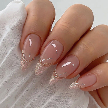 Fancy Pink - Press On Nail Set Of 24 - Free 24 Pcs Sticker Sheet Included