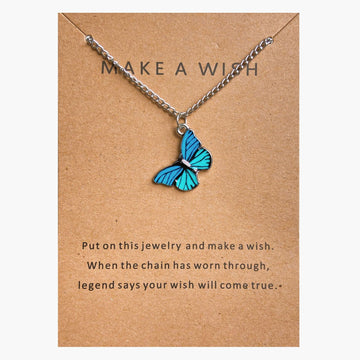 Blue Shade Butterfly Silver - Necklace