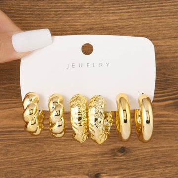 Gold Foil Series Hoop - Earrings Set Style 9