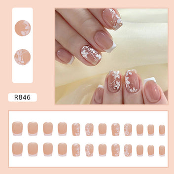 Silver Flowers Pink - Nail Set Of 24- Free 24 Pcs Sticker Sheet Included