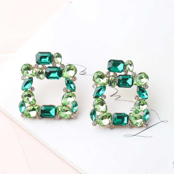 Square Glass Multi Dimond - Earring Style 10