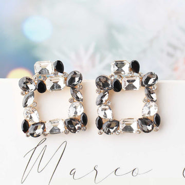 Square Glass Multi Dimond - Earring Style 7