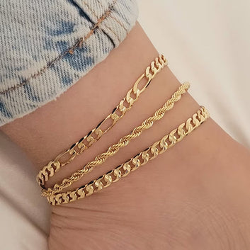Gold Layer - Anklet Set of 3 - Style 2
