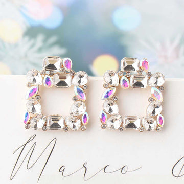 Square Glass Multi Dimond - Earring Style 8