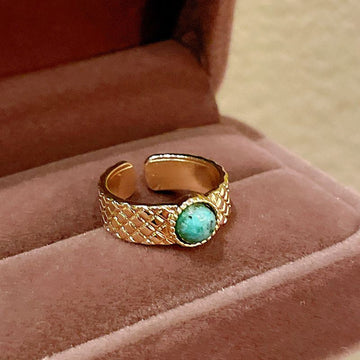 Natural Turquoise Stone Gold - Ring