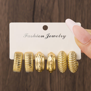 Gold Foil Series Hoop - Earrings Set Style 21