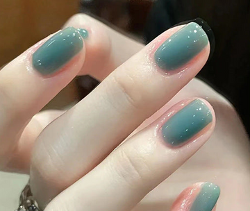 Sea Blue Green - Press On Nail Set Of 24 - Free 24 Pcs Sticker Sheet Included