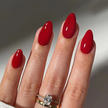 Scarlet Red - Press On Nail Set Of 24 - Free 24 Pcs Sticker Sheet Included