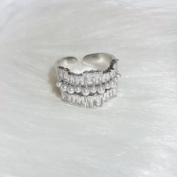Cluster Pear & Diamonds Silver - Ring