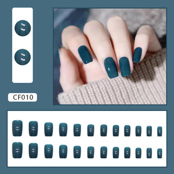 Dark Blue - Press On Nail Set Of 24 - Free 24 Pcs Sticker Sheet Included