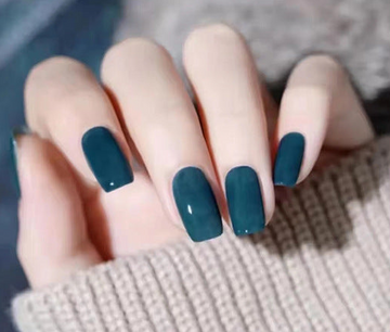 Dark Blue - Press On Nail Set Of 24 - Free 24 Pcs Sticker Sheet Included