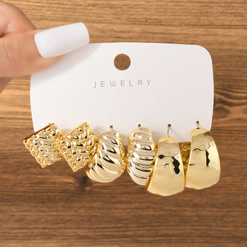 Gold Foil Series Hoop - Earrings Set Style 15