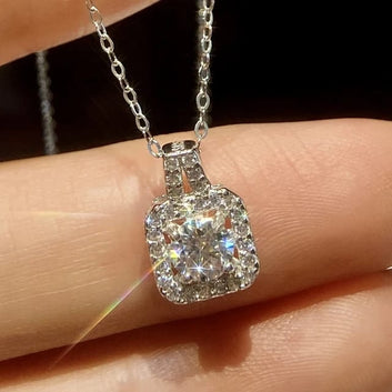 Diamonds Square Silver- Necklace