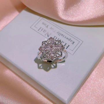 Sparkle Diamond Flower Silver - Ring
