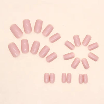 Bright Pink - Press On Nail Set Of 24 - Free 24 Pcs Sticker Sheet Included