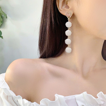 Beaded Pear Heart Gold - Earring