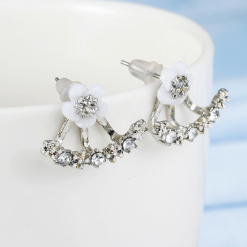 Silver White Flower - Earring