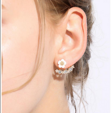 Rose Gold White Flower - Earring