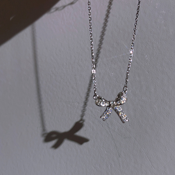 Bow Sparkle Silver - Necklace