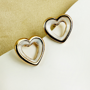 Heart Gold White - Earring