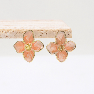 Pink Shiny Flower - Earring