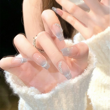 Crystals Sparkles - Press On Nail Set Of 24 - Free 24 Pcs Sticker Sheet Included